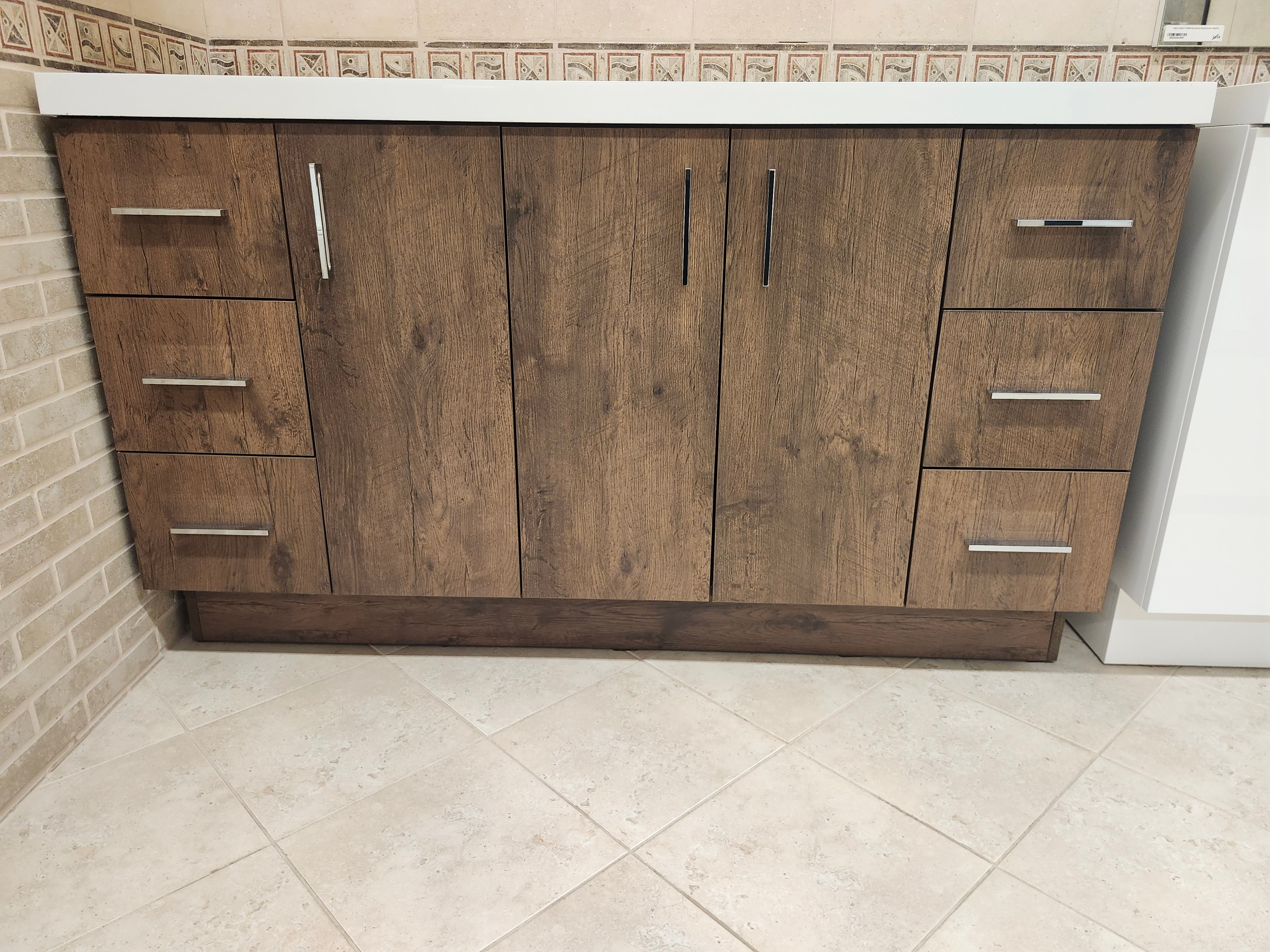 60" Aura Rosewood Art Vanity with Double Countertop Combo (as is) - 0
