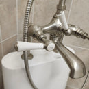 Bathtub Tub Filler Brushed Nickle with hand held shower head Floor model as is no valve included M8-2