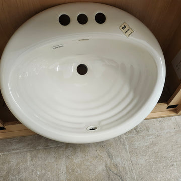 Kohler 19 x 16 Drop in 8cc 3 Hole Biscuit Bathroom Sink Floormodel Clearance As is m10