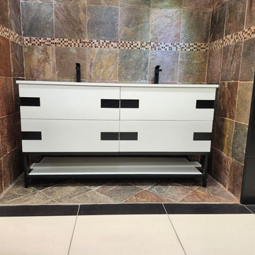 Vida Turin 61 Bathroom Vanity and Countertop Combo Black/White Inventory Clearance Samor - 0