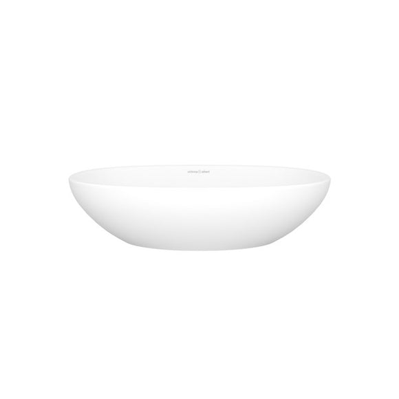 Barcelona 48 Oval 18-7/8 Inch Vessel Lavatory Sink in Volcanic Limestone without Internal Overflow - Matte White