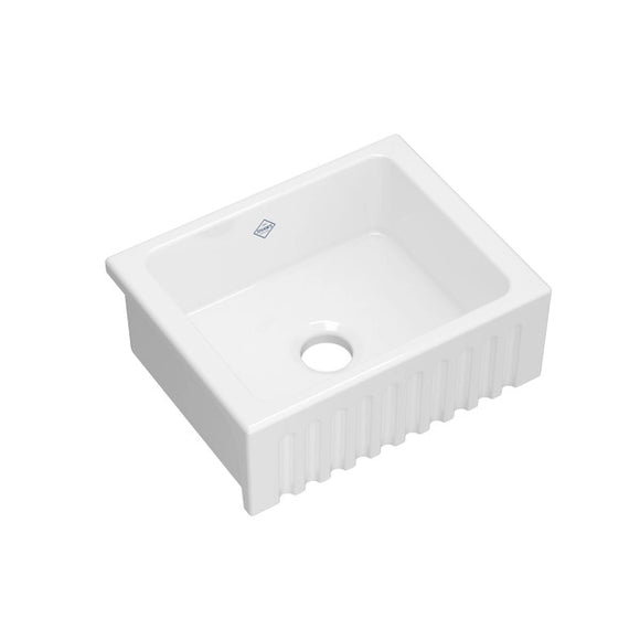 Bowland Fluted Apron Front Single Bowl Fireclay Kitchen Sink