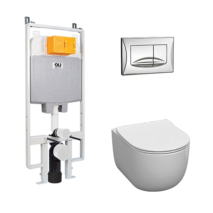 Aquadesign Kerasan Flo 1pc Wallmount Toilet With Seat Kit
