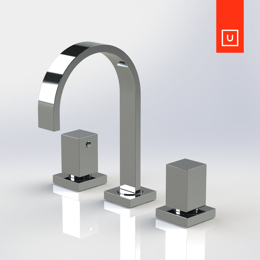 Unity Rubinet Fountain Blue Bathroom 8" Widespread Faucet