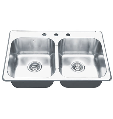 Vida Axes 31" x 20" Stainless Steel Single Hole Overmount Kitchen Sink - 0