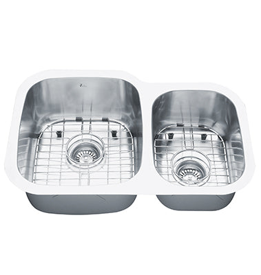 Vida Axes 27" x 19" Stainless Steel Round Undermount Kitchen Sink With Stainless Steel Grid