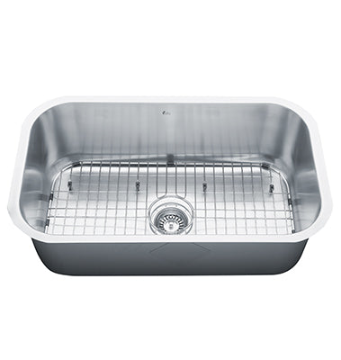 Vida Axes 30" x 18" Stainless Steel Round Undermount Kitchen Sink with Stainless Steel Grid