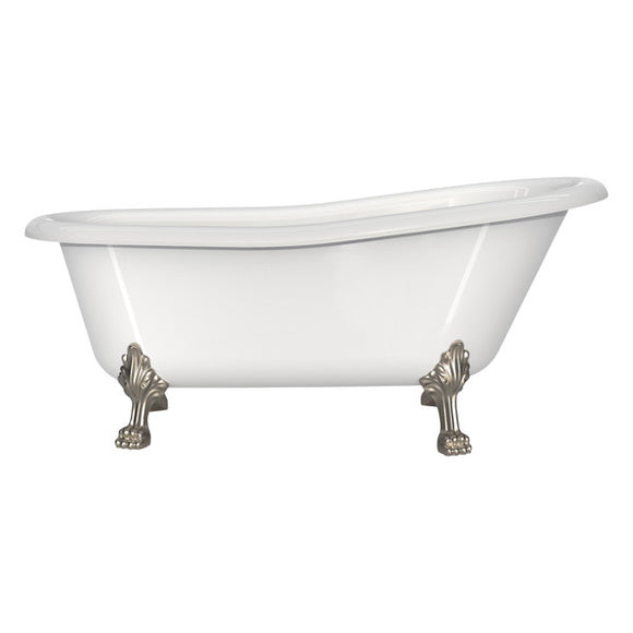 Roxburgh 67-1/8 Inch X 31-7/8 Inch Freestanding Slipper Bathtub In Volcanic Limestone™ With Overflow Hole - Gloss White
